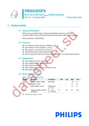PBSS305PX T/R datasheet  
